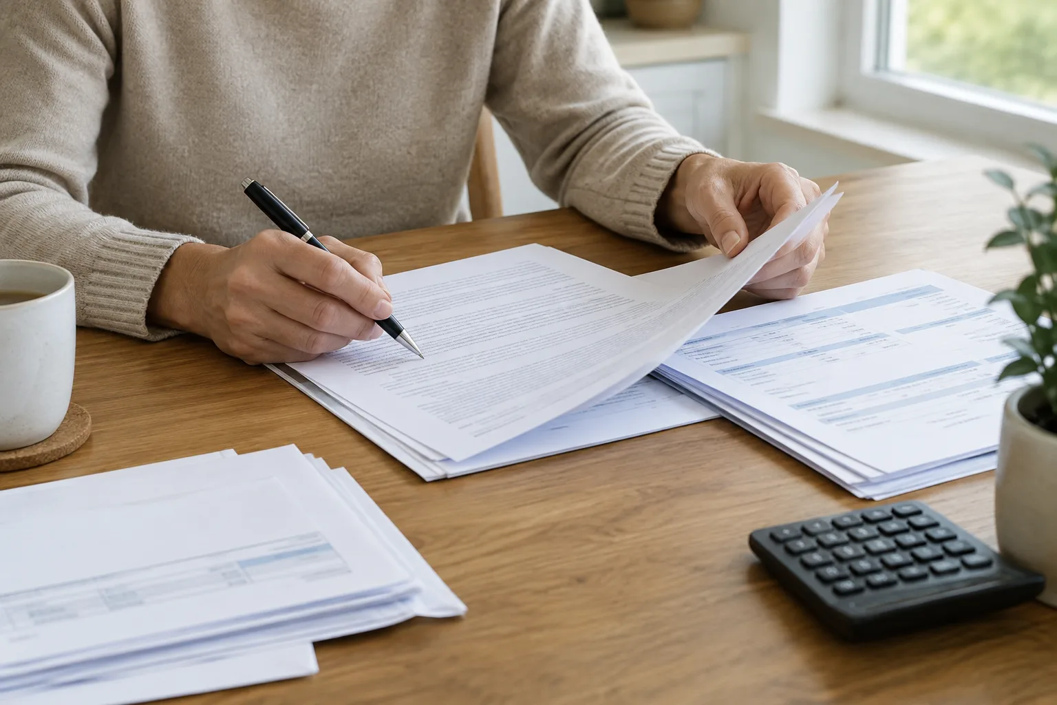 Une personne examine des documents liés à un litige de consommation.